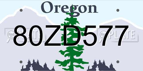 80ZD577 Oregon License Plate