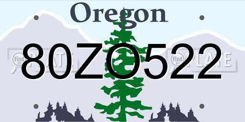 80ZO522 Oregon License Plate