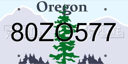 80ZO577 Oregon License Plate