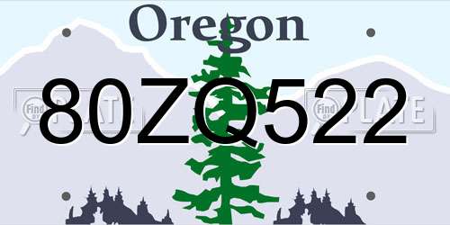 80ZQ522 Oregon License Plate