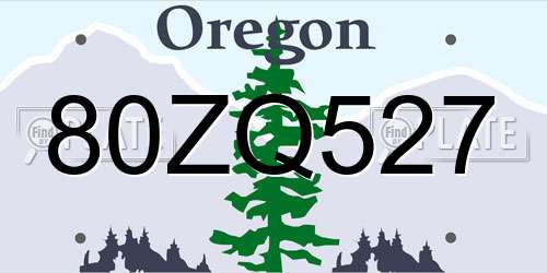 80ZQ527 Oregon License Plate