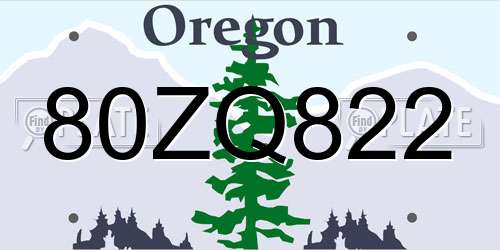 80ZQ822 Oregon License Plate