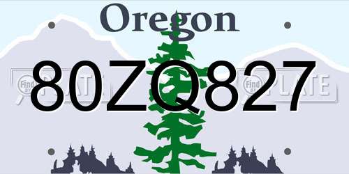 80ZQ827 Oregon License Plate