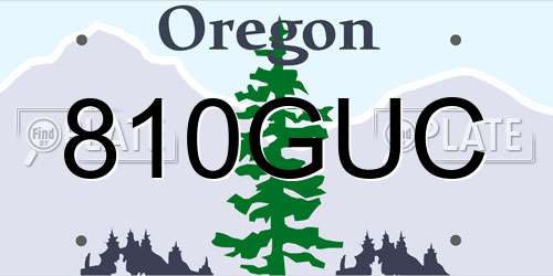 810GUC Oregon License Plate