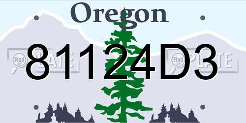 81124D3 Oregon License Plate