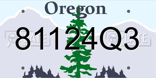 81124Q3 Oregon License Plate