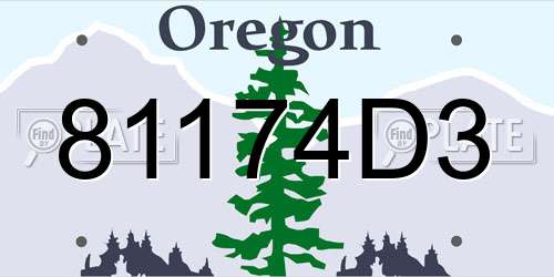 81174D3 Oregon License Plate