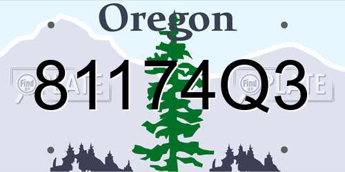 81174Q3 Oregon License Plate