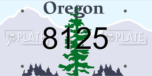 8125 Oregon License Plate