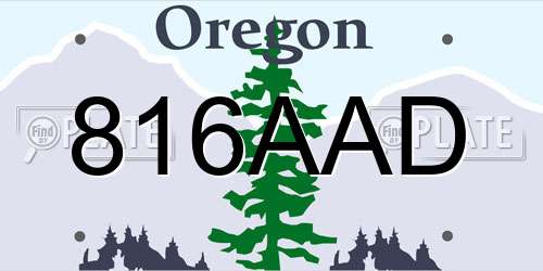816AAD Oregon License Plate