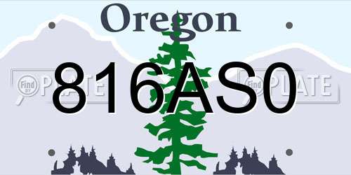 816AS0 Oregon License Plate