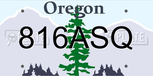 816ASQ Oregon License Plate
