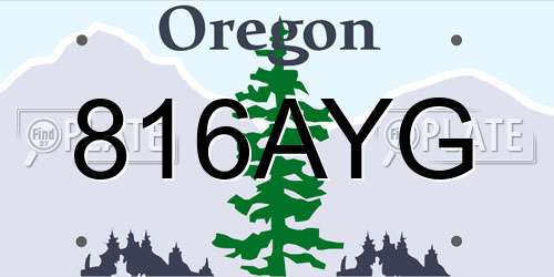 816AYG Oregon License Plate