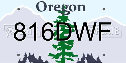 816DWF Oregon License Plate