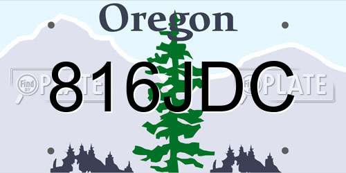 816JDC Oregon License Plate