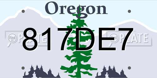 817DE7 Oregon License Plate