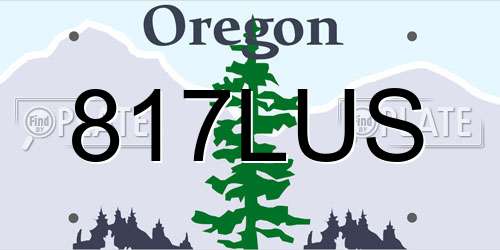 817LUS Oregon License Plate