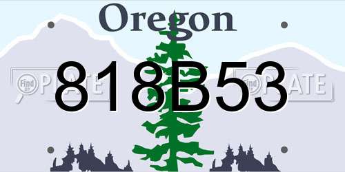 818B53 Oregon License Plate