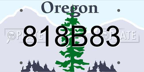 818B83 Oregon License Plate