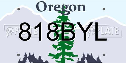 818BYL Oregon License Plate
