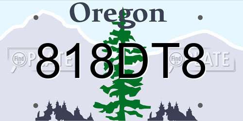 818DT8 Oregon License Plate
