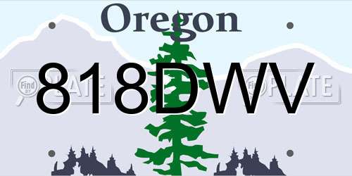 818DWV Oregon License Plate