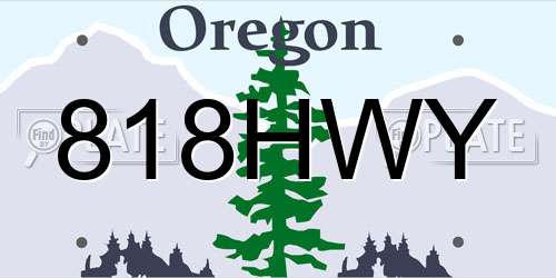 818HWY Oregon License Plate