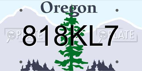 818KL7 Oregon License Plate