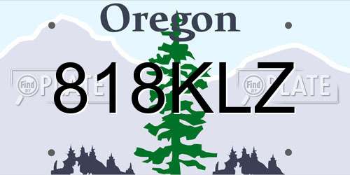 818KLZ Oregon License Plate