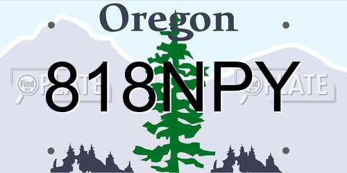 818NPY Oregon License Plate