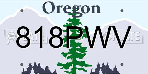 818PWV Oregon License Plate