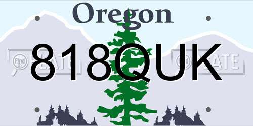 818QUK Oregon License Plate