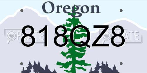 818QZ8 Oregon License Plate