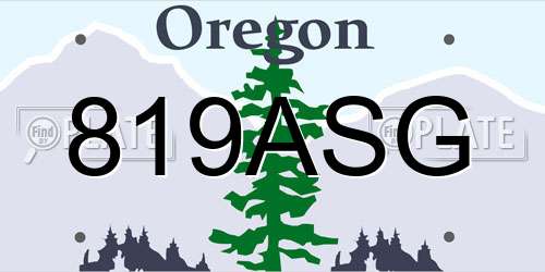 819ASG Oregon License Plate