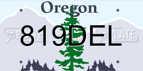 819DEL Oregon License Plate