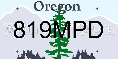 819MPD Oregon License Plate