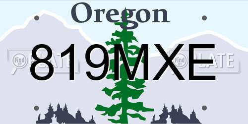 819MXE Oregon License Plate
