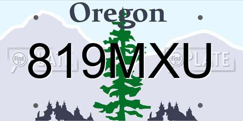 819MXU Oregon License Plate