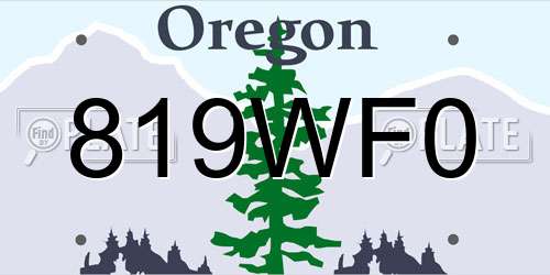 819WF0 Oregon License Plate