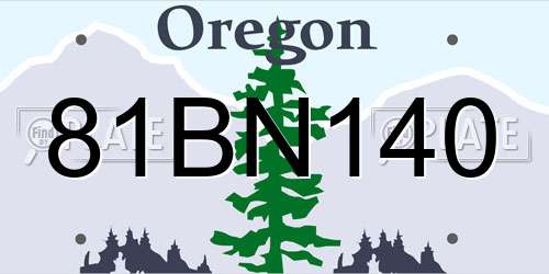 81BN140 Oregon License Plate