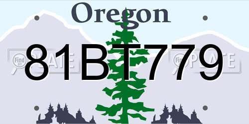 81BT779 Oregon License Plate