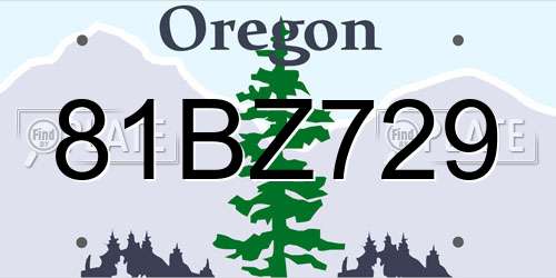 81BZ729 Oregon License Plate