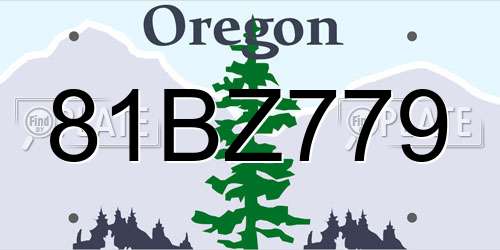 81BZ779 Oregon License Plate
