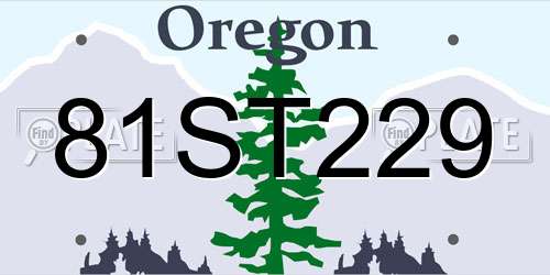 81ST229 Oregon License Plate