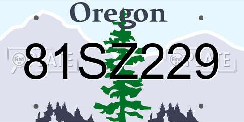 81SZ229 Oregon License Plate