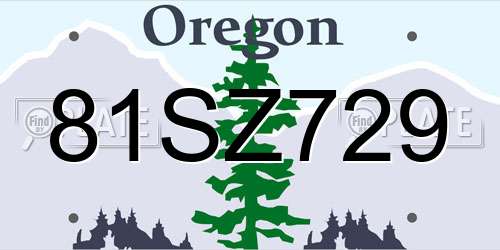 81SZ729 Oregon License Plate