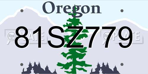 81SZ779 Oregon License Plate