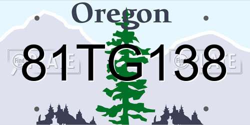 81TG138 Oregon License Plate