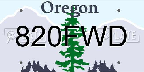 820FWD Oregon License Plate