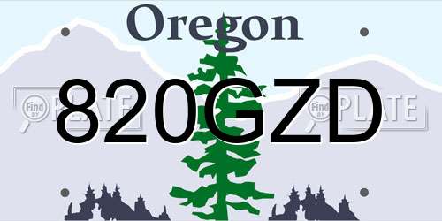 820GZD Oregon License Plate